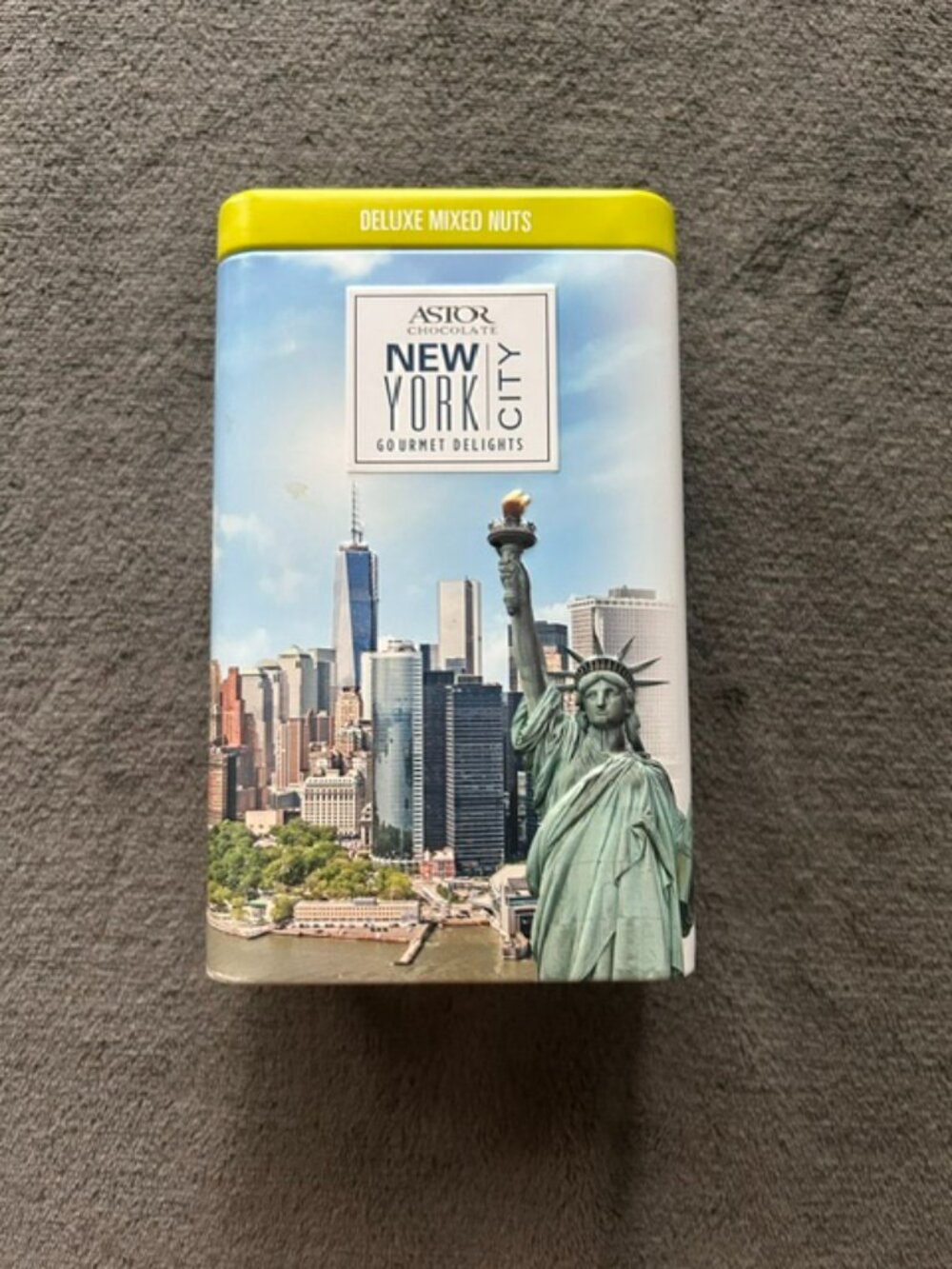 Astor Chocolate New York City Embossed Mixed Nuts Tin, Empty